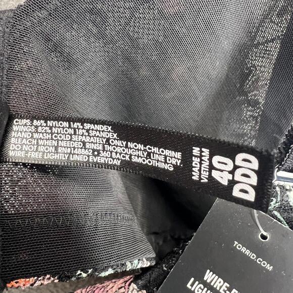 Torrid NWT Lightly Lined Everyday Wire-Free Bra Floral 360° Back Smoothing 40DDD - Picture 5 of 8